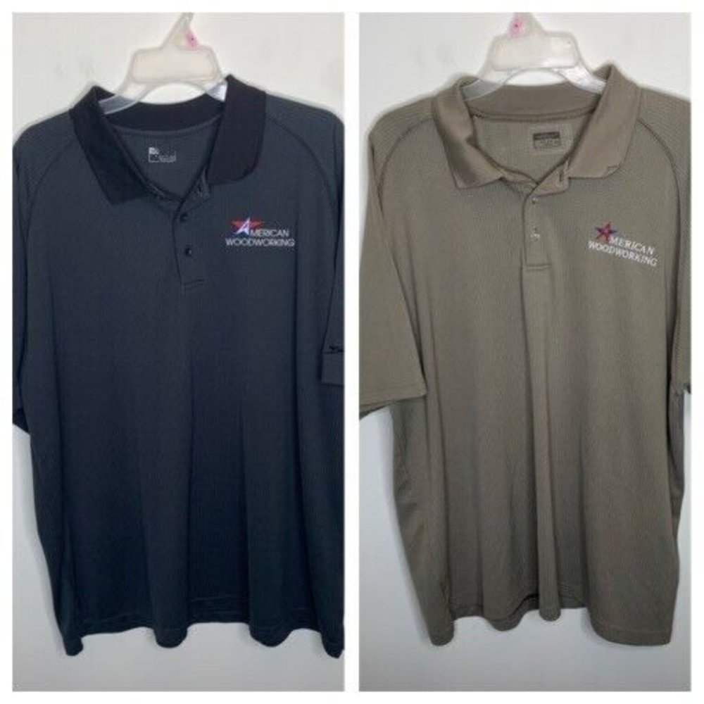 Lot of 2 Slazenger Men XXL Black/Tan Short Sleeve Polo - American Woodworking